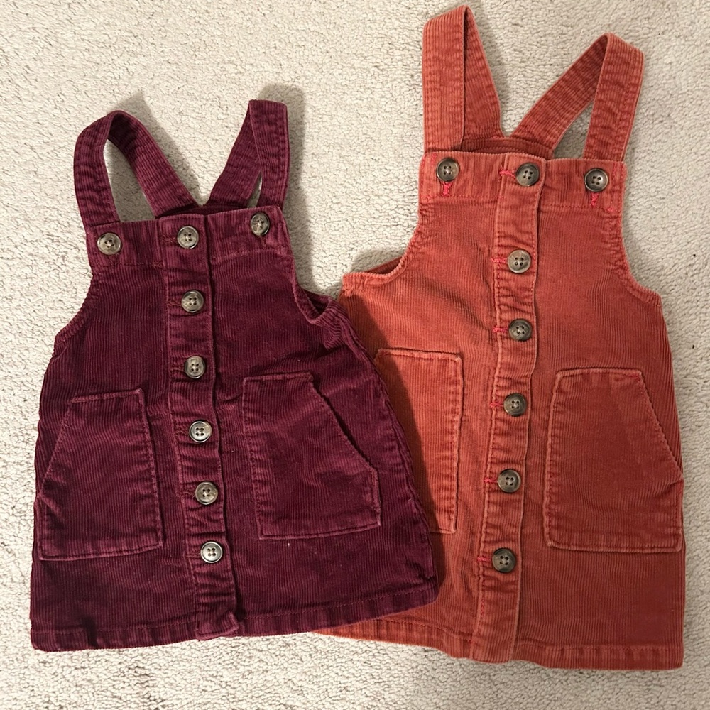 EUC Two Wonder Nation Corduroy Jumper Dresses (12 months, 2T)